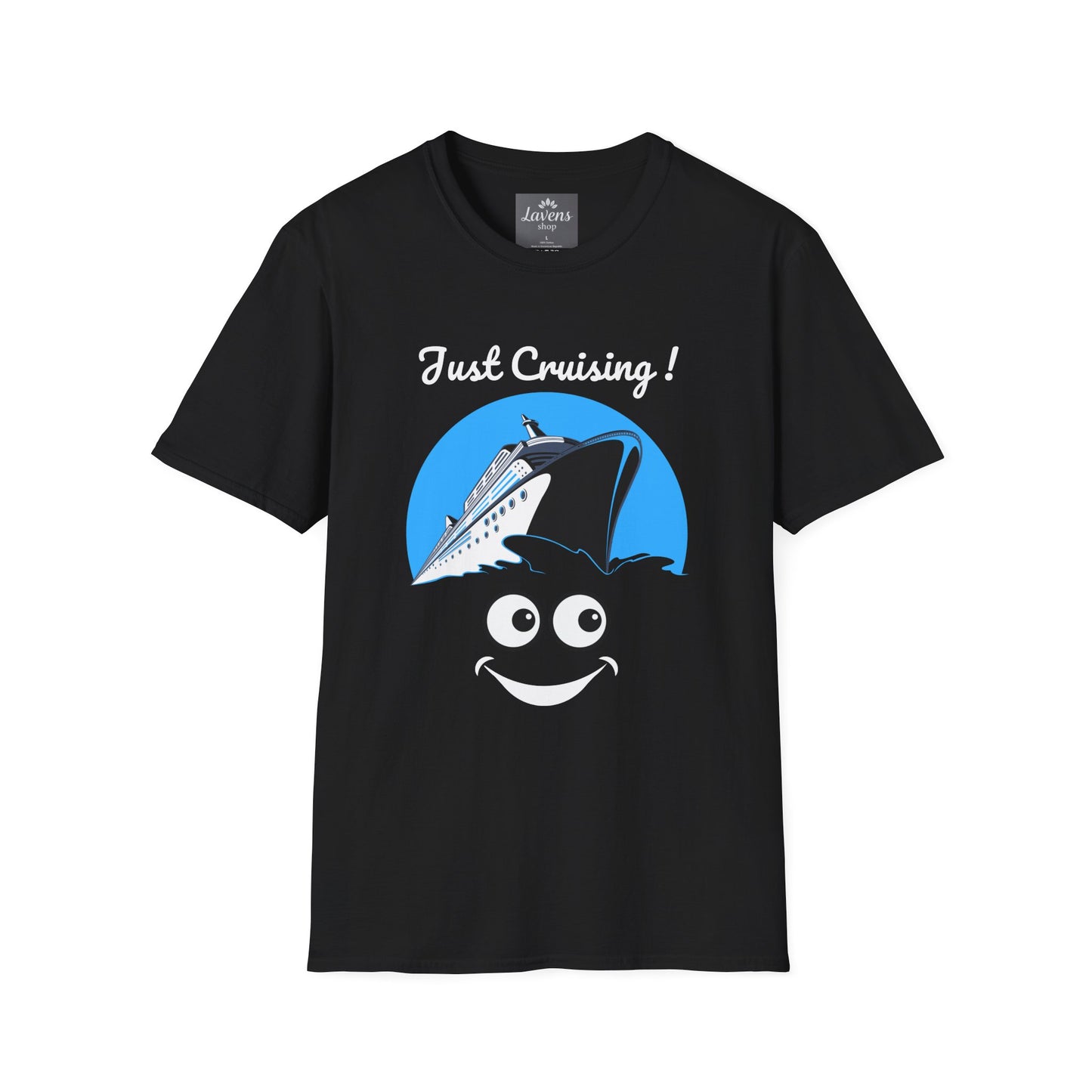 Just Cruising Funny Sarcastic Innocent Cruise Ship Unisex Softstyle T-Shirt, Lightweight Cotton - Soft & Comfy, Ideal Gift for Sailors