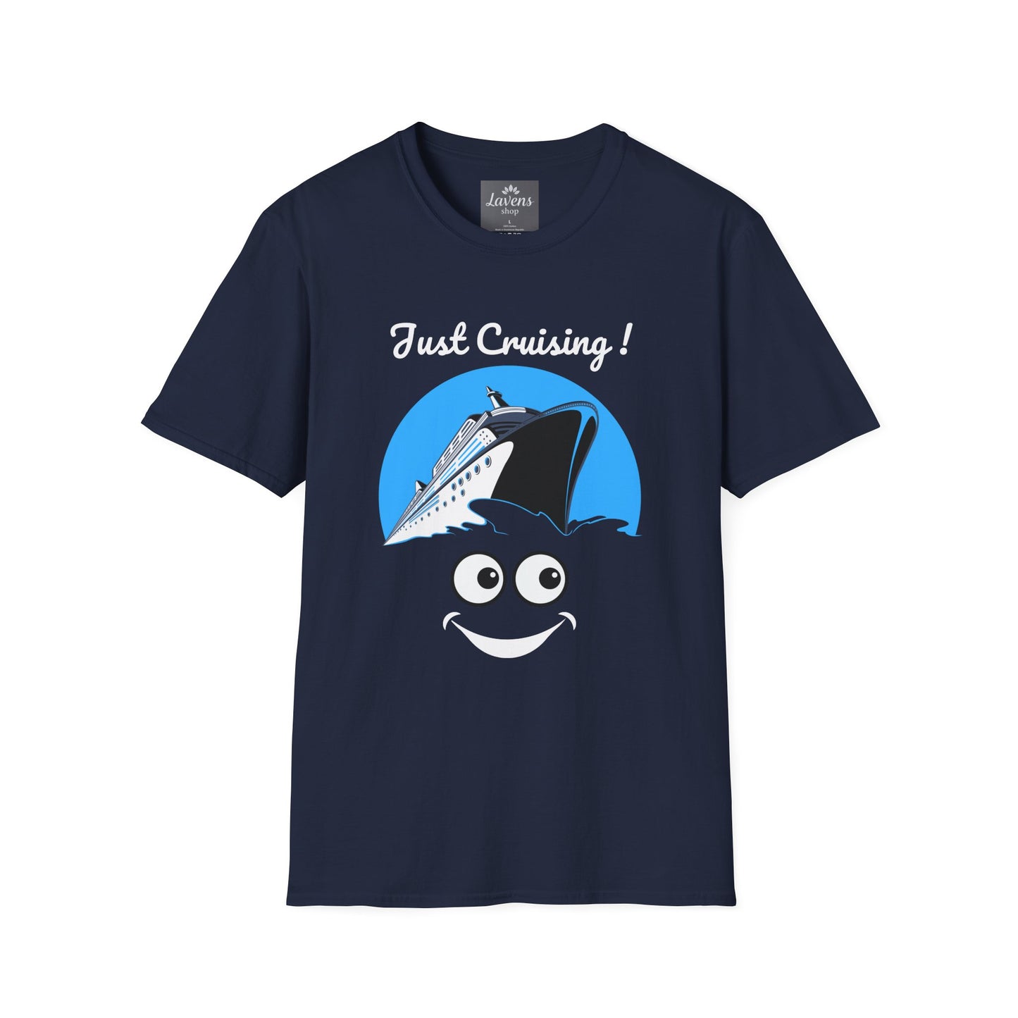 Just Cruising Funny Sarcastic Innocent Cruise Ship Unisex Softstyle T-Shirt, Lightweight Cotton - Soft & Comfy, Ideal Gift for Sailors