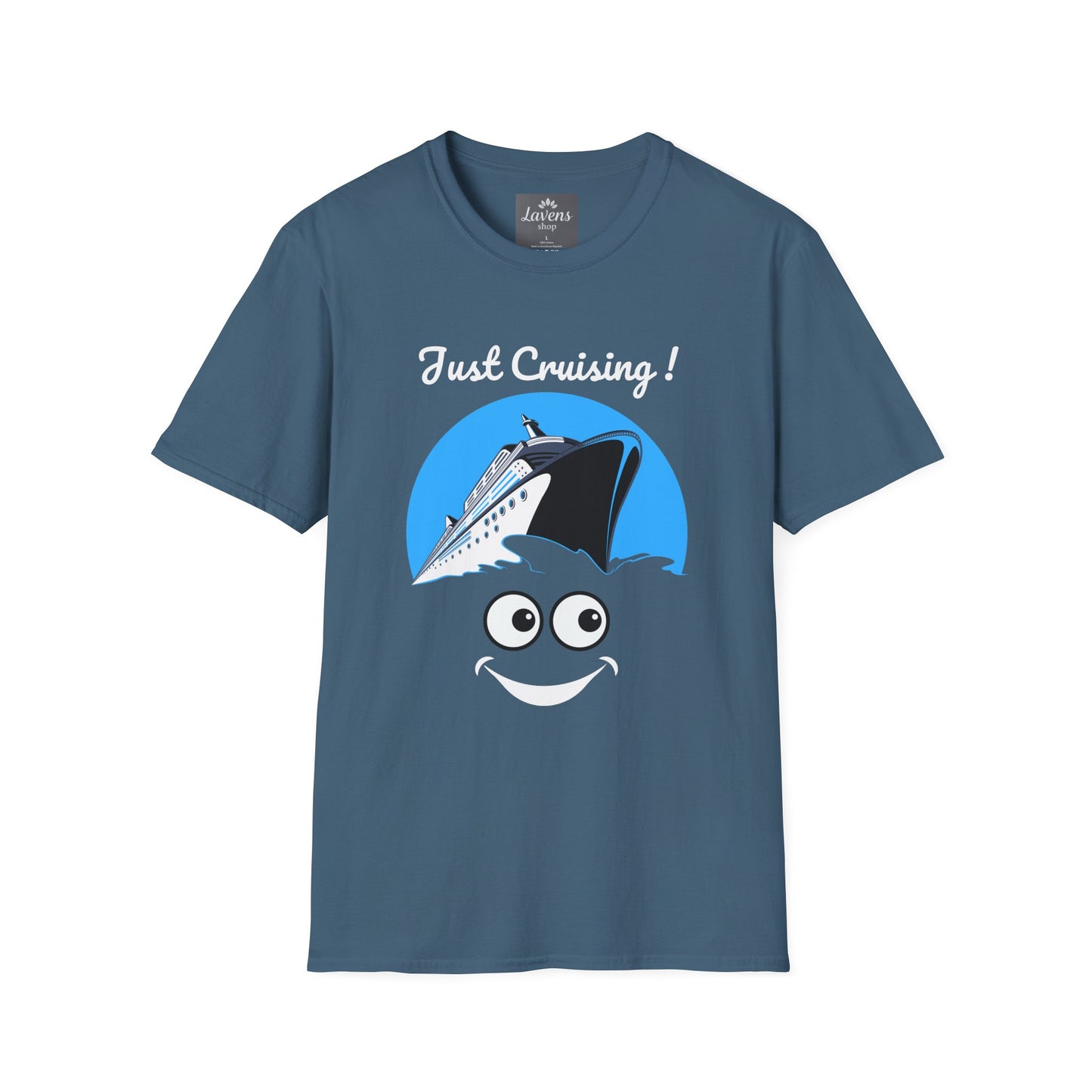 Just Cruising Funny Sarcastic Innocent Cruise Ship Unisex Softstyle T-Shirt, Lightweight Cotton - Soft & Comfy, Ideal Gift for Sailors